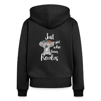 Just a girl who loves koalas dark - Women's Premium Organic Zip Hoodie - black - Back - Julia (174cm)