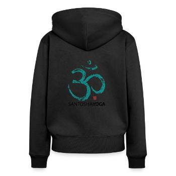 SANTOSHA YOGA COLOGNE - Women's Premium Organic Zip Hoodie - black - Back - Julia (174cm)
