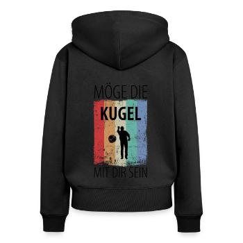 Boule Petanque Boccia Boules - Frauen Premium Bio Zip Hoodie - Schwarz - Hinten - Julia (174cm)