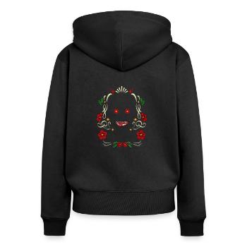 Diva printanière - Sweat à capuche zippé Premium bio Femme - noir - Dos - Julia (174cm)