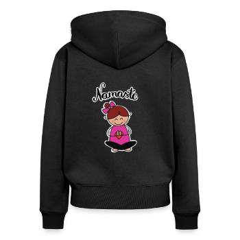 Yoga-Lotte - Frauen Premium Bio Zip Hoodie - Schwarz - Hinten - Julia (174cm)