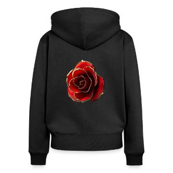 Red Roses for You! - Frauen Premium Bio Zip Hoodie - Schwarz - Hinten - Julia (174cm)