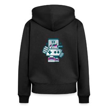 ADDICT - Sweat à capuche zippé Premium bio Femme - noir - Dos - Julia (174cm)