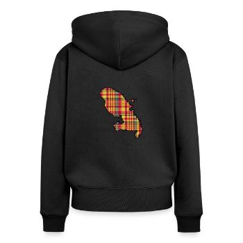 madinina madras carte contour - Sweat à capuche zippé Premium bio Femme - noir - Dos - Julia (174cm)