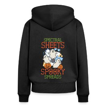 Feuilles spectrales Spooky Spreads effrayant - Sweat à capuche zippé Premium bio Femme - noir - Dos - Julia (174cm)