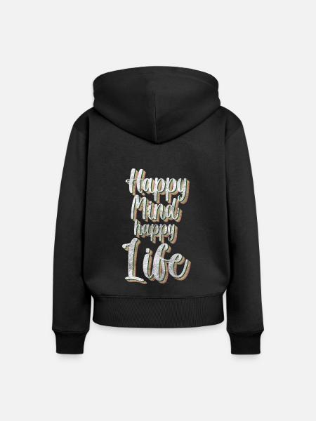 Kleeblatt Optimismus Freude - Frauen Premium Bio Zip Hoodie - Schwarz