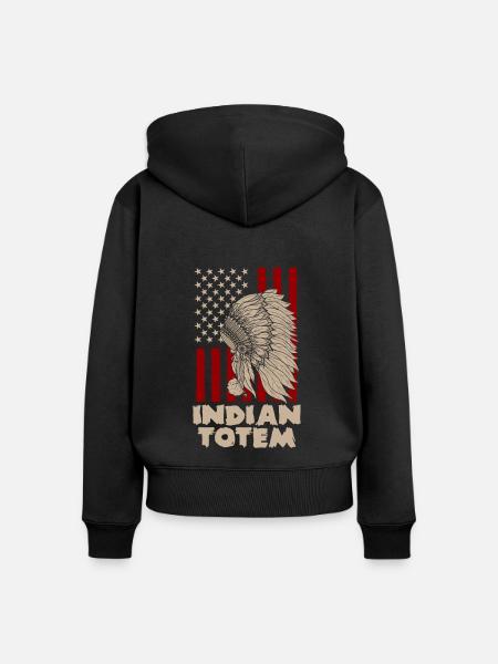 Totem Federschmuck - Frauen Premium Bio Zip Hoodie - Schwarz