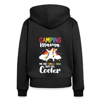 Camping Mama Dabbing Einhorn Campingplatz Camperin - Frauen Premium Bio Zip Hoodie - Schwarz - Hinten - Julia (174cm)