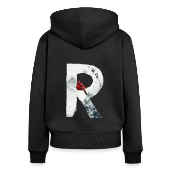 R – decorative character – winter - Women's Premium Organic Zip Hoodie - black - Back - Julia (174cm)