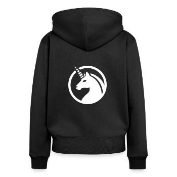 Licorne / licorne - Sweat à capuche zippé Premium bio Femme - noir - Dos - Julia (174cm)