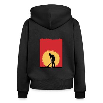 Hockey sur gazon Hockeygirl Sunset hockey field - Sweat à capuche zippé Premium bio Femme - noir - Dos - Julia (174cm)