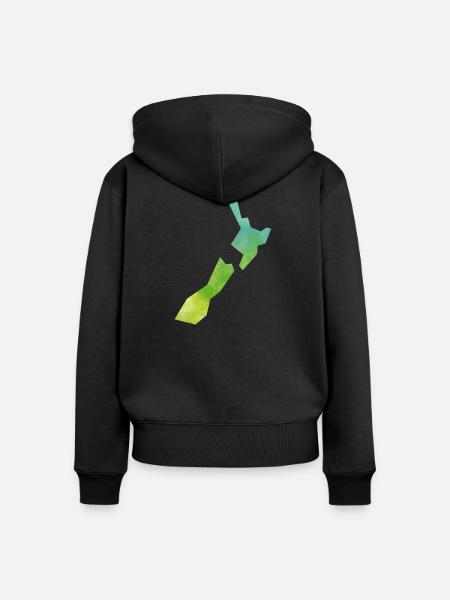 Karte Neuseeland - Frauen Premium Bio Zip Hoodie - Schwarz