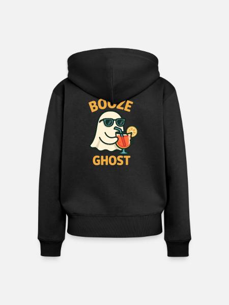 Geisterhafter Schnaps-Enthusiast mit Sonnenbrille - Frauen Premium Bio Zip Hoodie - Schwarz