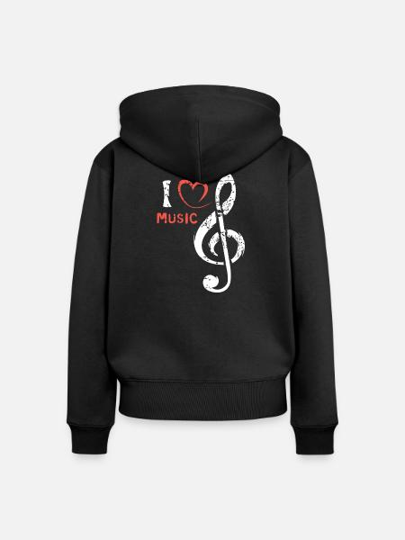 Clef Herz Music - Musicians and Bands - Women's Premium Organic Zip Hoodie - black