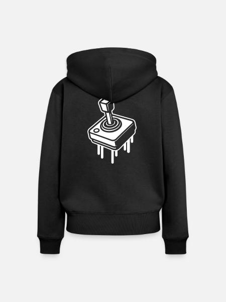 Retro Gamer Symbol - Frauen Premium Bio Zip Hoodie - Schwarz