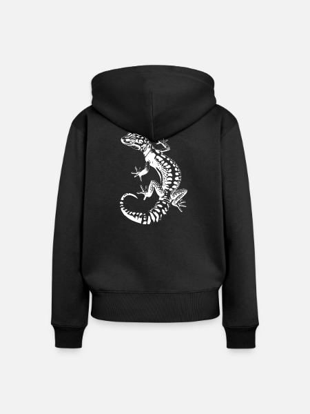 Gecko Silhouette Leopardgecko - Frauen Premium Bio Zip Hoodie - Schwarz