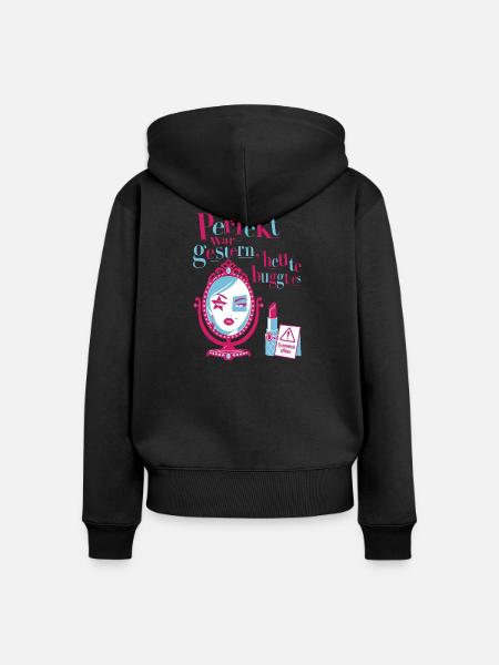 Perfekt war gestern, heute buggt es - Frauen Premium Bio Zip Hoodie - Schwarz