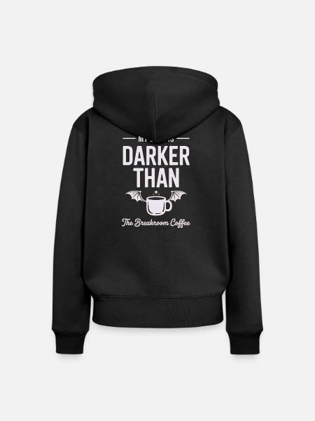 Dunkler als Kaffee-Seele - Frauen Premium Bio Zip Hoodie - Schwarz
