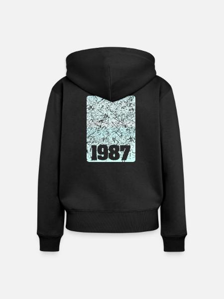 Zahl 1987 - Frauen Premium Bio Zip Hoodie - Schwarz