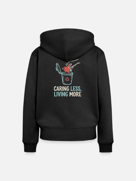 Living More - Frauen Premium Bio Zip Hoodie - Schwarz