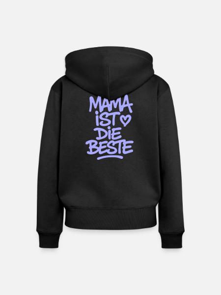 Mama ist die Beste - Frauen Premium Bio Zip Hoodie - Schwarz
