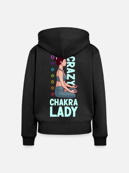 Verrückte Chakra-Lady - Frauen Premium Bio Zip Hoodie - Schwarz