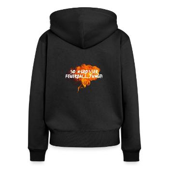 So´n großer Feuerball, Junge! - Frauen Premium Bio Zip Hoodie - Schwarz - Hinten - Julia (174cm)