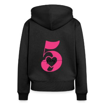 Ziffer Fünf 5 mit Herz - Frauen Premium Bio Zip Hoodie - Schwarz - Hinten - Julia (174cm)