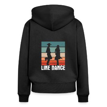 Line Dance Linedance Motiv - Frauen Premium Bio Zip Hoodie - Schwarz - Hinten - Julia (174cm)