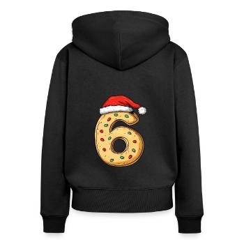 6 Number Christmas Biscuit - Women's Premium Organic Zip Hoodie - black - Back - Julia (174cm)
