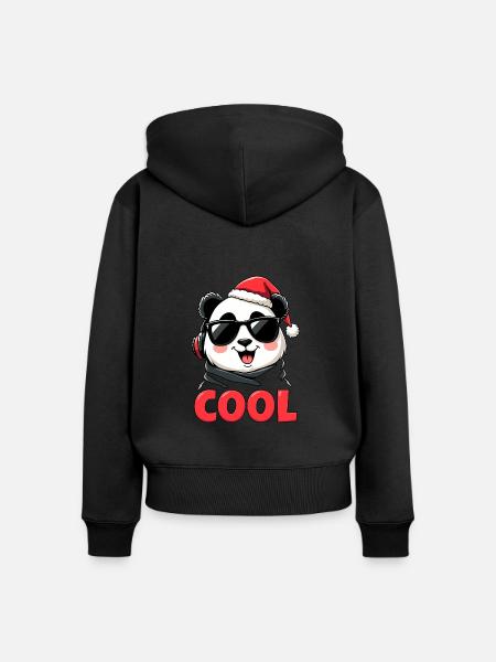cooler Panda - Frauen Premium Bio Zip Hoodie - Schwarz