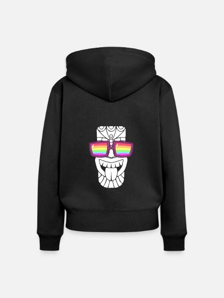 Sonnenbrille mit Regenbogenfahne - Frauen Premium Bio Zip Hoodie - Schwarz