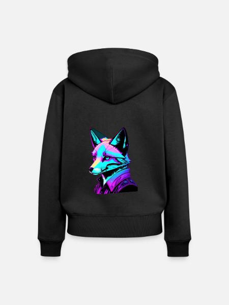 Fuchs Design Future Space bunt - Frauen Premium Bio Zip Hoodie - Schwarz