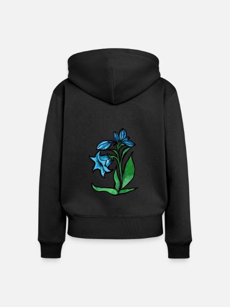Blaue Blume - Frauen Premium Bio Zip Hoodie - Schwarz