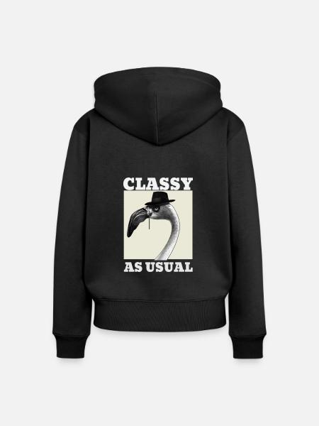 Klassisch wie gewohnt Flamingo - Frauen Premium Bio Zip Hoodie - Schwarz