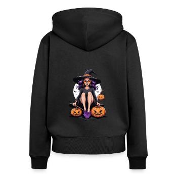 Witch Woman Halloween Costume Gift Pumpkin - Women's Premium Organic Zip Hoodie - black - Back - Julia (174cm)