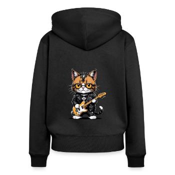 Cat Rocker Katze HardRock Geschenk - Frauen Premium Bio Zip Hoodie - Schwarz - Hinten - Julia (174cm)