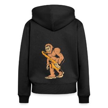 Saxophon Saxophonist - Frauen Premium Bio Zip Hoodie - Schwarz - Hinten - Julia (174cm)