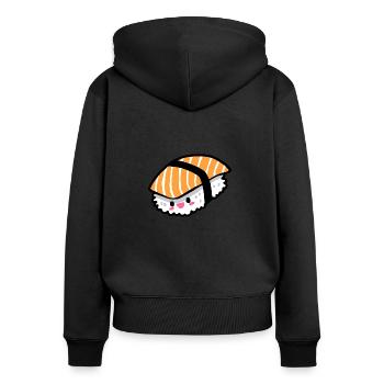 Lachs Nigiri Sashimi Kawaii Sushi - Frauen Premium Bio Zip Hoodie - Schwarz - Hinten - Julia (174cm)