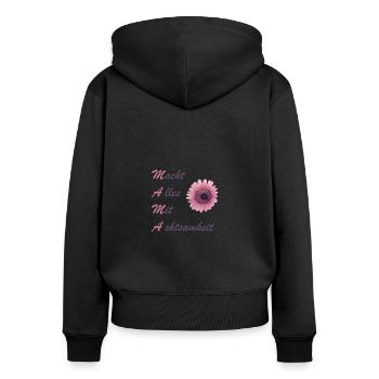Mama macht alles mit Achtsamkeit - Frauen Premium Bio Zip Hoodie - Schwarz - Hinten - Julia (174cm)