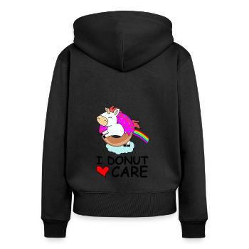 I donut care einhorn regenbogen niedlich süß Herz - Frauen Premium Bio Zip Hoodie - Schwarz - Hinten - Julia (174cm)