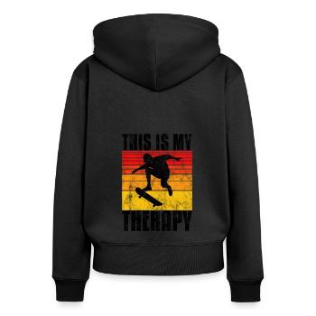This is My therapy Skateboard Skateboarder Skate - Women's Premium Organic Zip Hoodie - black - Back - Julia (174cm)