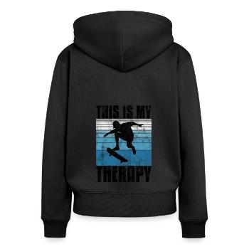 Ceci est ma thérapie Skateboard Skateboarder Skate - Sweat à capuche zippé Premium bio Femme - noir - Dos - Julia (174cm)