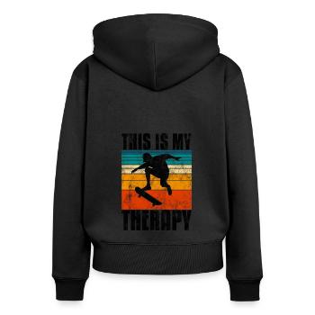 This is My therapy Skateboard Skateboarder Skate - Women's Premium Organic Zip Hoodie - black - Back - Julia (174cm)