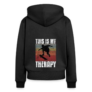 This is My therapy Skateboard Skateboarder Skate - Women's Premium Organic Zip Hoodie - black - Back - Julia (174cm)