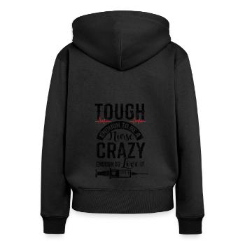 Assez dur pour être une infirmière assez folle pour l’aimer - Sweat à capuche zippé Premium bio Femme - noir - Dos - Julia (174cm)