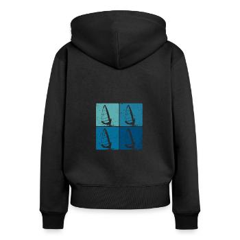 Windsurfing Windsurfer Wellenweiten Wind Wasser - Frauen Premium Bio Zip Hoodie - Schwarz - Hinten - Julia (174cm)