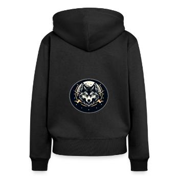 Wolf8 - Women's Premium Organic Zip Hoodie - black - Back - Julia (174cm)