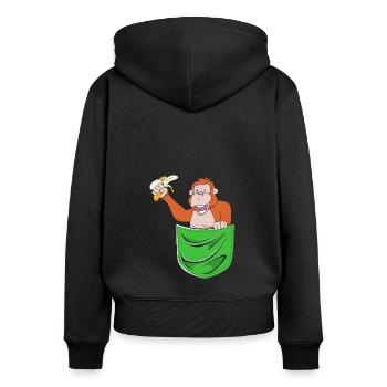 Orang Utan - Frauen Premium Bio Zip Hoodie - Schwarz - Hinten - Julia (174cm)