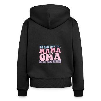 Ich Habe Zwei Titel Mama muttertag geschenk - Frauen Premium Bio Zip Hoodie - Schwarz - Hinten - Julia (174cm)